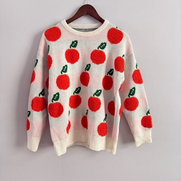 Unbranded Womens Knitted Orange Sweater Casual Cute Loose Pullover Fruit Texture - Picture 2 of 6